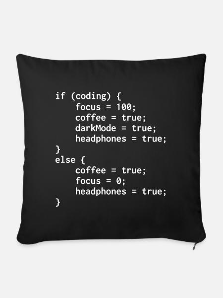 Programmierer-Else-Code - Sofakissenbezug 45 x 45 cm - Schwarz