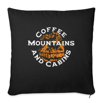 montagnes de café et cabines 2 - Housse de coussin décorative 45 x 45 cm - noir - Devant