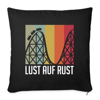 Lust auf Rust vintage retro Achterbahn Motiv - Sofakissenbezug 45 x 45 cm - Schwarz - Vorne