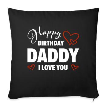 Joyeux anniversaire Papa T’aime Bébé Cadeau - Housse de coussin décorative 45 x 45 cm - noir - Devant