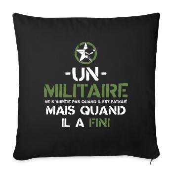 Militaire citation motivation armée - Housse de coussin décorative 45 x 45 cm - noir - Devant