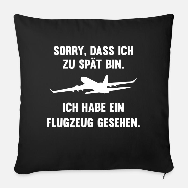 Ich habe ein Flugzeug gesehen - Sofakissenbezug 45 x 45 cm - Schwarz