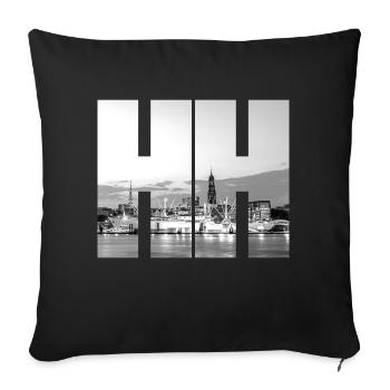 HH Landungsbrücken Schwarz Weiß - Sofakissenbezug 45 x 45 cm - Schwarz - Vorne
