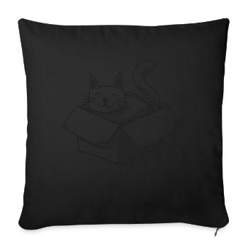 Cartoon cat sits in a box - Sofa pillowcase 17,3'' x 17,3'' (45 x 45 cm) - black - Front