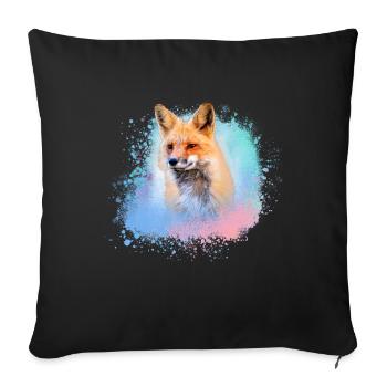 fuchs , graffiti, peinture, renard, aquarelle - Housse de coussin décorative 45 x 45 cm - noir - Devant