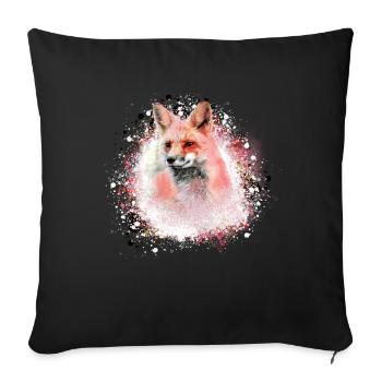 fuchs , graffiti, peinture, renard, aquarelle - Housse de coussin décorative 45 x 45 cm - noir - Devant