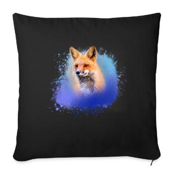 fuchs , graffiti, peinture, renard, aquarelle - Housse de coussin décorative 45 x 45 cm - noir - Devant