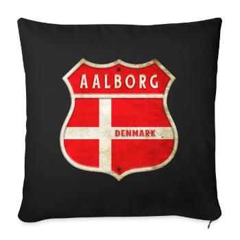 Aalborg Denmark Coat of Arms Flags Design - Sofa pillowcase 17,3'' x 17,3'' (45 x 45 cm) - black - Front