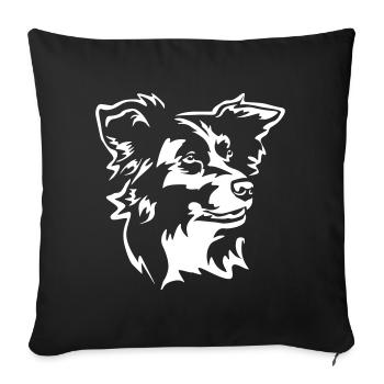 Border Collie Head "Black Edition" - Sofa pillowcase 17,3'' x 17,3'' (45 x 45 cm) - black - Front
