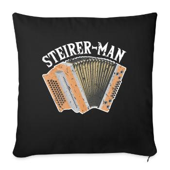 Steirer Man, Steirische Harmonika Quetschn - Sofakissenbezug 45 x 45 cm - Schwarz - Vorne