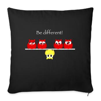 Be different - think different with little owls - Sofa pillowcase 17,3'' x 17,3'' (45 x 45 cm) - black - Front