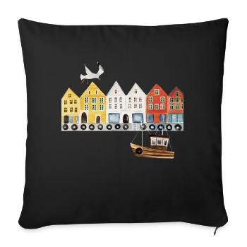Bergen Norwegen - Sofakissenbezug 45 x 45 cm - Schwarz - Vorne