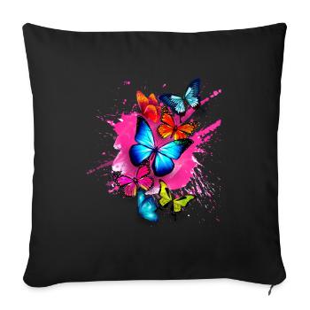 Butterfly Butterfly Splash Colorful Pink - Sofa pillowcase 17,3'' x 17,3'' (45 x 45 cm) - black - Front