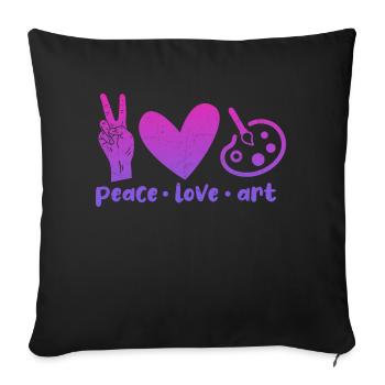 Peace Love Art - Sofa pillowcase 17,3'' x 17,3'' (45 x 45 cm) - black - Front
