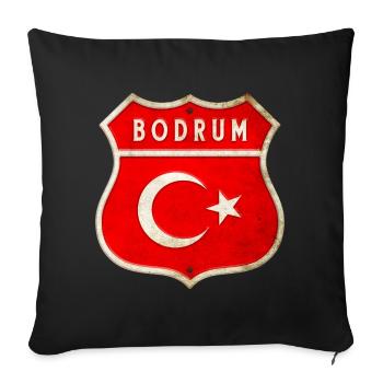Armoiries du drapeau de la Turquie - Housse de coussin décorative 45 x 45 cm - noir - Devant