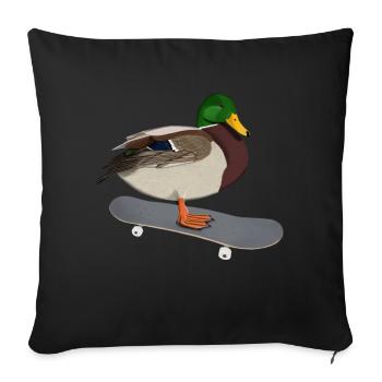 Duck Skateboard Bird Skating Funny Animal - Sofa pillowcase 17,3'' x 17,3'' (45 x 45 cm) - black - Front
