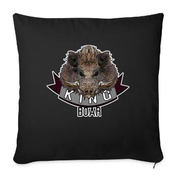 King Boar - Roi Sangliere - bande rouge - Housse de coussin décorative 45 x 45 cm - noir - Devant