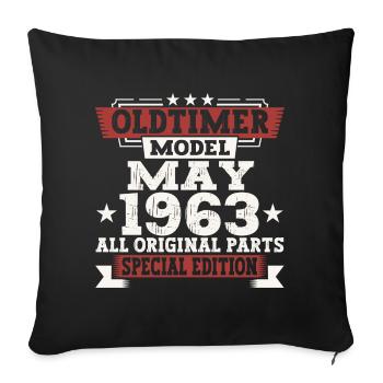 Oldtimer May 1963 Birthday Gift Men - Sofa pillowcase 17,3'' x 17,3'' (45 x 45 cm) - black - Front