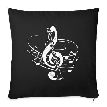 Clarinette Clef Partition De Musique Clarinettiste - Housse de coussin décorative 45 x 45 cm - noir - Devant