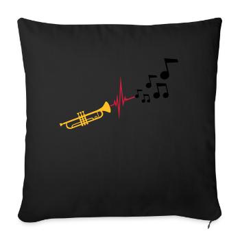 Notes Heartbeat Trompette - Housse de coussin décorative 45 x 45 cm - noir - Devant