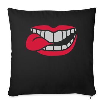 Langue buccale comique - Housse de coussin décorative 45 x 45 cm - noir - Devant