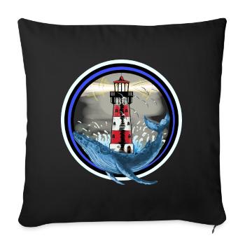 Marine Mammal Fish Whale Fish Lighthouse Nautical - Sofa pillowcase 17,3'' x 17,3'' (45 x 45 cm) - black - Front