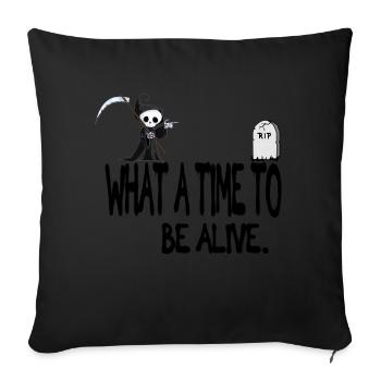 Quel temps pour être en vie citation drôle - Housse de coussin décorative 45 x 45 cm - noir - Devant