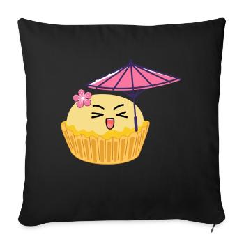 Sweet Kawaii Cupcake Japonais Candy Cartoon - Housse de coussin décorative 45 x 45 cm - noir - Devant