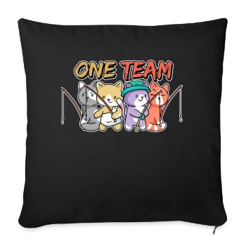 équipe famille chat pêche collègues pêcheur pêcheur pêcheur - Housse de coussin décorative 45 x 45 cm - noir - Devant