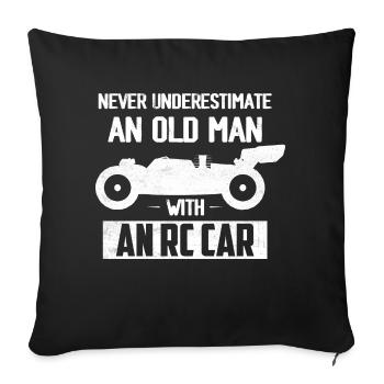 Ne sous-estimez jamais un vieil homme avec une voiture RC Raci - Housse de coussin décorative 45 x 45 cm - noir - Devant