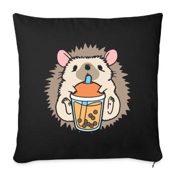 Bubble Tea Igel - Sofakissenbezug 45 x 45 cm - Schwarz - Vorne