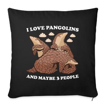 J’aime les pangolins et peut-être 3 personnes pangolin - Housse de coussin décorative 45 x 45 cm - noir - Devant