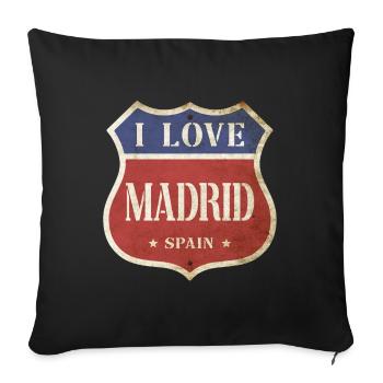 Madrid Spanien Stadt I Love Vintage Retro Schild - Sofakissenbezug 45 x 45 cm - Schwarz - Vorne