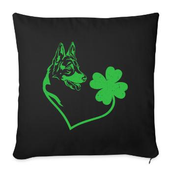 Deutscher Schäferhund Kleeblatt Herz Kleeblatt - Sofakissenbezug 45 x 45 cm - Schwarz - Vorne