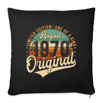 Août 1970 Vintage Anniversaire Rétro - Housse de coussin décorative 45 x 45 cm - noir - Devant