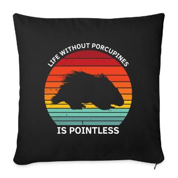 Dessins de porc-épic pour fan de porc-épic hérisson - Housse de coussin décorative 45 x 45 cm - noir - Devant