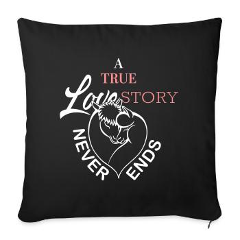 Histoire d’amour alpaga Lama - Housse de coussin décorative 45 x 45 cm - noir - Devant