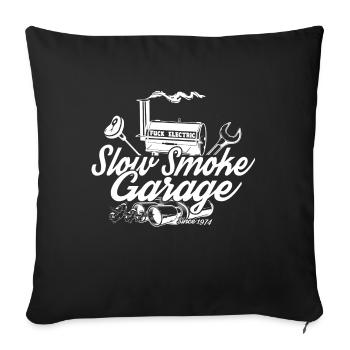 Slow Smoke Garage 5000 white - Housse de coussin décorative 45 x 45 cm - noir - Devant