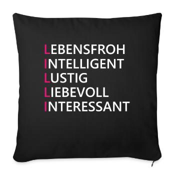 Lilli Name Geschenk - Sofakissenbezug 45 x 45 cm - Schwarz - Vorne