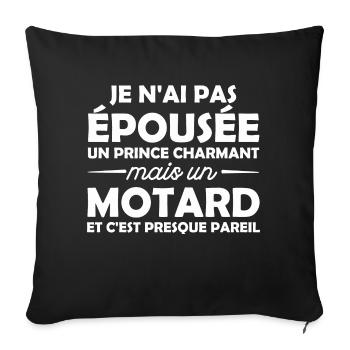 j ai épousée un motard / femme de motard - Housse de coussin décorative 45 x 45 cm - noir - Devant