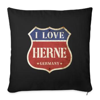 Herne Germany City I Love Vintage Retro - Sofa pillowcase 17,3'' x 17,3'' (45 x 45 cm) - black - Front