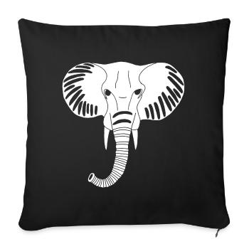 White elephant head - Sofa pillowcase 17,3'' x 17,3'' (45 x 45 cm) - black - Front