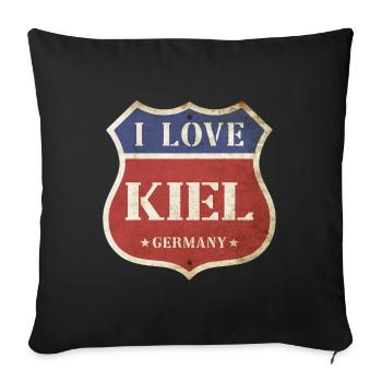 Kiel Germany City I Love Vintage Retro - Sofa pillowcase 17,3'' x 17,3'' (45 x 45 cm) - black - Front