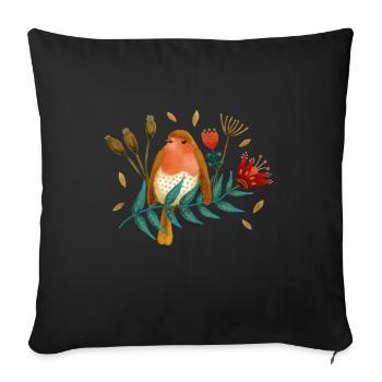Vogel Roodborst Robin Bird - Sofa pillowcase 17,3'' x 17,3'' (45 x 45 cm) - black - Front