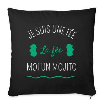 Je suis une fée la fée moi un mojito - Housse de coussin décorative 45 x 45 cm - noir - Devant