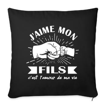 J'aime mon fils c'est l'amour de ma vie t-shirt - Housse de coussin décorative 45 x 45 cm - noir - Devant