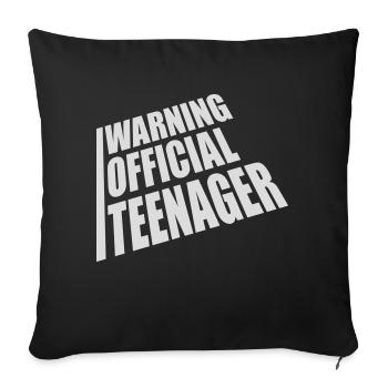 avertissement citation officielle d’adolescent - Housse de coussin décorative 45 x 45 cm - noir - Devant