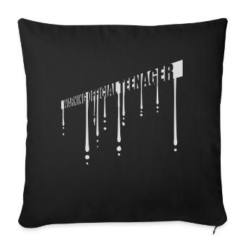 avertissement citation officielle d’adolescent - Housse de coussin décorative 45 x 45 cm - noir - Devant