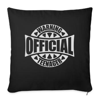 avertissement citation officielle d’adolescent - Housse de coussin décorative 45 x 45 cm - noir - Devant