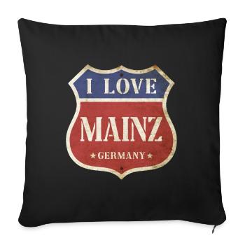 Mayence Allemagne Ville J’aime Vintage Rétro - Housse de coussin décorative 45 x 45 cm - noir - Devant